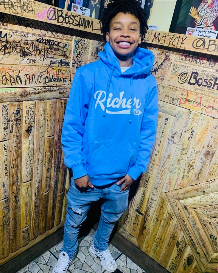 Richer Prior Hoodie - Sky Blue/White