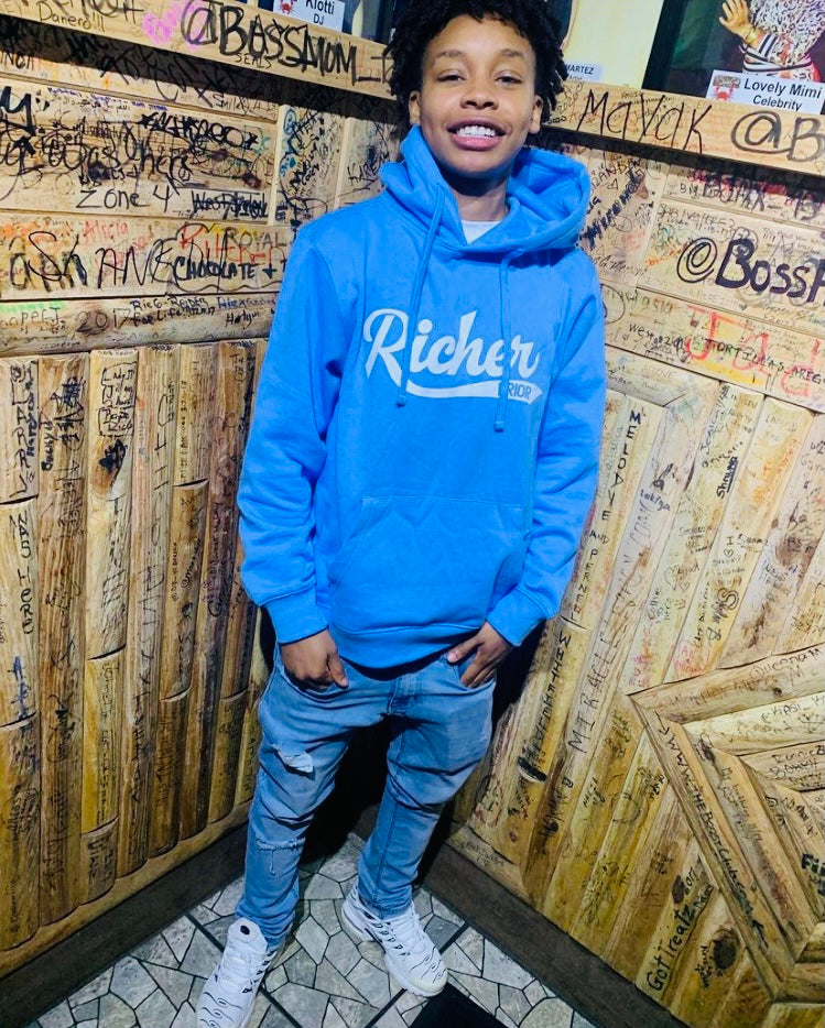 Richer Prior Hoodie - Sky Blue/White